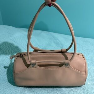 Bruno Magli leather beige barrel shoulder bag